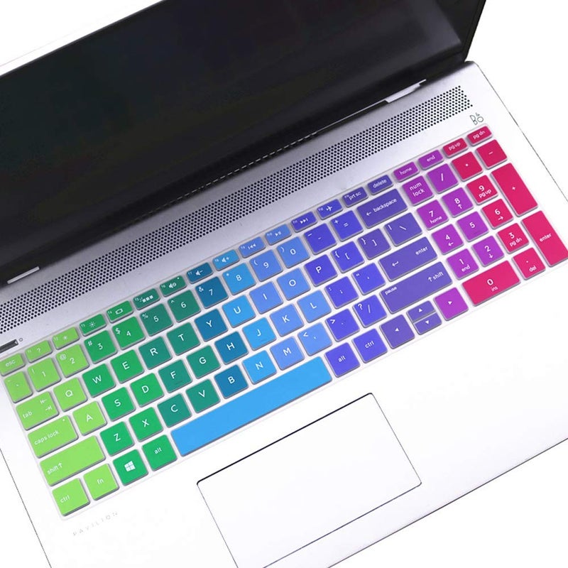 imComor Keyboard Cover for HP Laptop 15-db/da 15-dw 15-dy 15-ef 15-bs/bw 15t 15z 15.6" 15-dy5033dx 15-dy5073dx dy2073dx dy2702dx 15-dy2792wm 15-dw0083wm 15-ef1023dx ef2126wm ef2099nr, 17-by/bs/bw Skin,Rainbow - Image 1